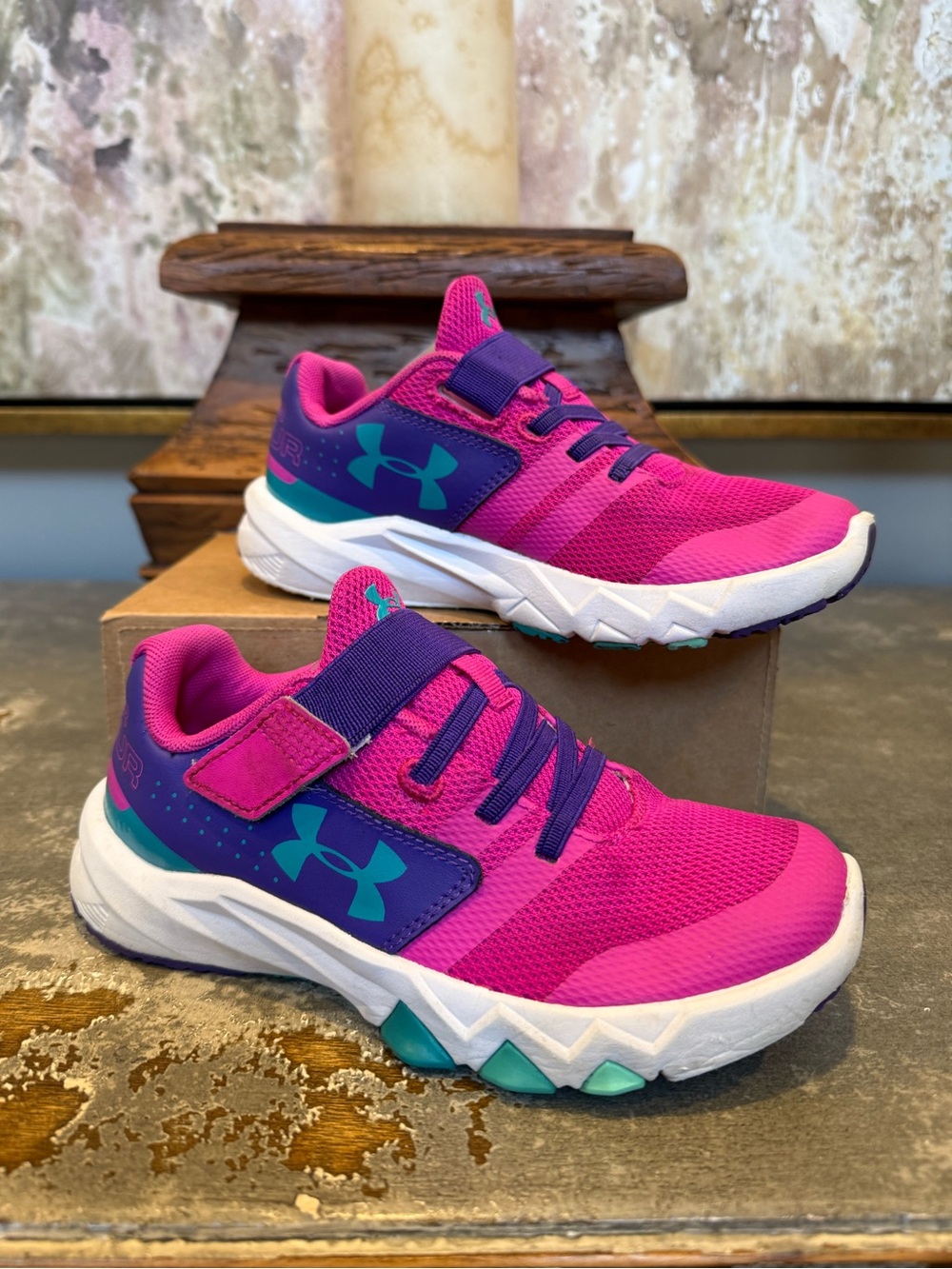 EUC Under Armour Kids' Pink & Purple Athletic Shoe
